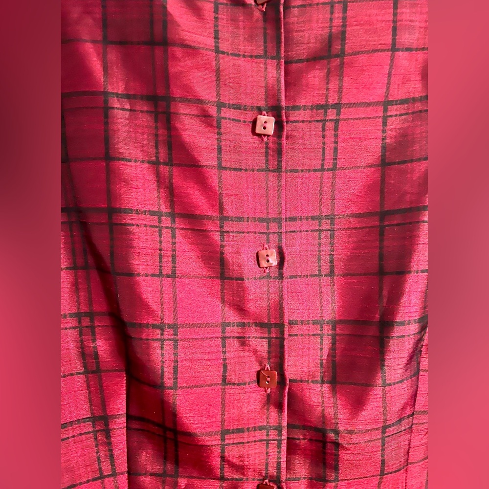 Vintage Giorgio Fiorliri Women's Red Plaid Vest-Button‎ Top-Size Large - Picture 2 of 6